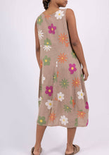Load image into Gallery viewer, Colette Italian Made Linen Sleeveless Daisy Maxi Dress ~ Apple