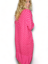 Load image into Gallery viewer, HELGA MAY Polka Dot Plain Hem Lipstick Linen Dress Sz 14-20