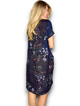Load image into Gallery viewer, HELGA MAY Italian Linen Classic Shift 'Lingonberry' Dress ~ Navy (Small-XL)