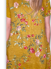 Load image into Gallery viewer, HELGA MAY Italian Linen Classic Shift 'Lingonberry' Dress ~ Mustard (Small-XL)