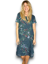 Load image into Gallery viewer, HELGA MAY Italian Linen Classic Shift 'Lingonberry' Dress ~ Dark Jade (Small-XL)