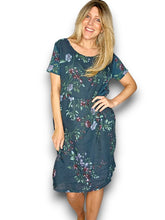 Load image into Gallery viewer, HELGA MAY Italian Linen Classic Shift 'Lingonberry' Dress ~ Dark Jade (Small-XL)