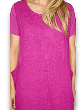 Load image into Gallery viewer, HELGA MAY Italian Linen Classic Shift Plain Dress ~ Plum (Small-XL)