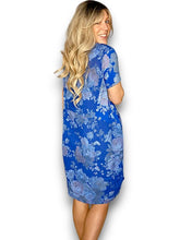 Load image into Gallery viewer, HELGA MAY Linen Classic Shift Scarlet Rose Dress ~ Cobalt