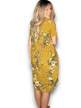 Load image into Gallery viewer, HELGA MAY Italian Linen Classic Shift 'Trumpet' Dress ~ Mustard (Small-XL)