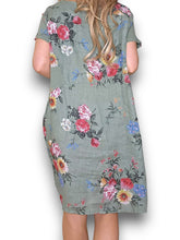 Load image into Gallery viewer, HELGA MAY Linen Classic Shift Bouquet Dress ~ Sage