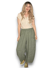 Load image into Gallery viewer, HELGA MAY Plain Barrel Leg Linen Pants ~ Forest