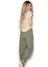Load image into Gallery viewer, HELGA MAY Plain Barrel Leg Linen Pants ~ Forest