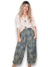 Load image into Gallery viewer, HELGA MAY French Toille Barrel Linen Pants ~ Forest