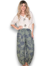 Load image into Gallery viewer, HELGA MAY French Toille Barrel Linen Pants ~ Forest