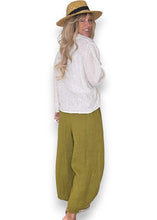 Load image into Gallery viewer, HELGA MAY Plain Barrel Leg Linen Pants ~ Olive