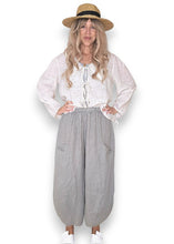 Load image into Gallery viewer, HELGA MAY Plain Barrel Leg Linen Pants ~ Soft Grey