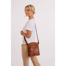 Load image into Gallery viewer, Greenwood Leather Elsa Diamond Weave Crossbody Bag ~ Cognac