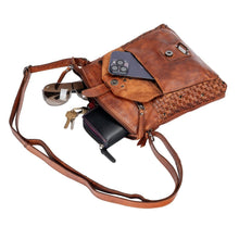 Load image into Gallery viewer, Greenwood Leather Elsa Diamond Weave Crossbody Bag ~ Cognac