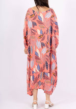 Load image into Gallery viewer, Colette Italian Made Linen Square Neck Leaves Dress ~ Green