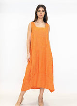 Load image into Gallery viewer, Colette Italian Made Linen Sleeveless Pinstripe Maxi Dress ~ Orange