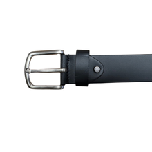 Load image into Gallery viewer, Greenwood Leather 40mm Belt ~ Black with Sliver Buckle (S-XL)