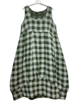 Load image into Gallery viewer, Colette Italian Made Linen Sleeveless Gingham Maxi Dress ~ Khaki