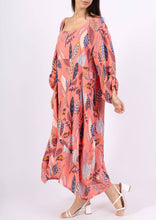 Load image into Gallery viewer, Colette Italian Made Linen Square Neck Leaves Dress ~ Green