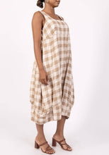 Load image into Gallery viewer, Colette Italian Made Linen Sleeveless Gingham Maxi Dress ~ Camel