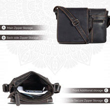 Load image into Gallery viewer, Greenwood Leather Luna Small Cross Body Bag ~ Dark Brown