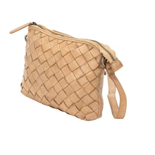 Load image into Gallery viewer, Greenwood Leather Mila Diamond Weave Crossbody Bag ~ Beige