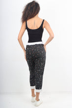 Load image into Gallery viewer, Italian Stretch Cotton Trousers ~ Black Tiny Floral ~ ONE SIZE