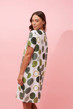 Load image into Gallery viewer, Caroline Morgan Cotton Pocket Circles Dress ~ Multi Green