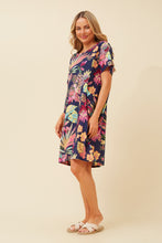 Load image into Gallery viewer, Caroline Morgan Cotton Pocket Foliage Dress ~ Navy
