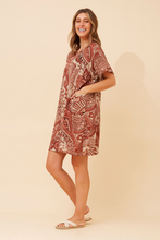 Load image into Gallery viewer, Caroline Morgan Viscose Print Aztec Dress ~ Rust