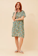 Load image into Gallery viewer, Caroline Morgan Floral Duo Shift Dress ~ Sage