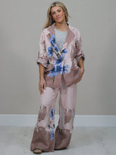 Load image into Gallery viewer, Italian Made Linen Jacket Blue Flower ~ Pink