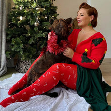 Load image into Gallery viewer, SNAG Christmas Opaque Tights ~ Bow To Me