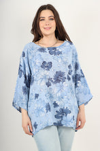 Load image into Gallery viewer, Italian Made Cotton Top ~ Daisy Sky Blue Sz 8-18