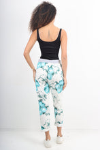 Load image into Gallery viewer, Italian Stretch Cotton Trousers ~ Teal Floral ~ ONE SIZE