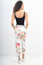 Load image into Gallery viewer, Italian Stretch Cotton Trousers ~ Cream Floral ~ ONE SIZE