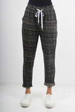 Load image into Gallery viewer, Italian Stretch Cotton Trousers ~ Black Boho~ ONE SIZE