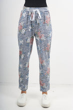 Load image into Gallery viewer, Italian Stretch Cotton Trousers ~ Stripey Floral ~ ONE SIZE