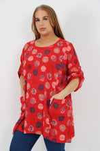 Load image into Gallery viewer, Italian Cotton Top w/Front Pockets Polka ~ Red Sz 14-22