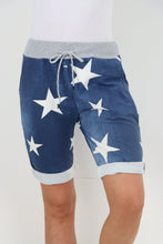 Load image into Gallery viewer, Italian Stretch Cotton Shorts Star Blue