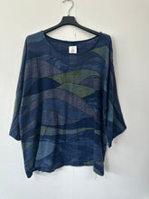 Load image into Gallery viewer, Italian Made Cotton Top Abstract ~ Navy Sz 8-18