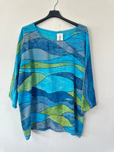 Load image into Gallery viewer, Italian Made Cotton Top Abstract ~ Turquoise Sz 8-18