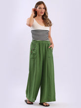 Load image into Gallery viewer, Made in Italy Wide Leg Linen Trousers ~ Green