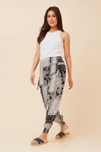 Load image into Gallery viewer, Caroline Morgan Relaxed Patchwork Print Harem Pants ~ B&W