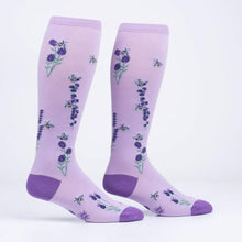 Load image into Gallery viewer, STRETCH-IT™ Bees & Lavender - Wide Calf Knee Highs by Sock it to Me
