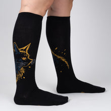 Load image into Gallery viewer, STRETCH-IT™ Night Cat - Wide Calf Knee Highs by Sock it to Me
