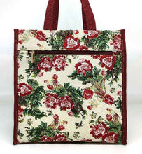 Load image into Gallery viewer, Tapestry Shopper Bag - Peony, Red