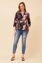 Load image into Gallery viewer, Caroline Morgan Viscose Print Top ~ Navy Bloom