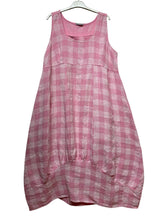 Load image into Gallery viewer, Colette Italian Made Linen Sleeveless Gingham Maxi Dress ~ Lilac