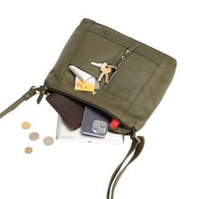 Load image into Gallery viewer, Greenwood Leather Savannah Woven Detail Crossbody Bag ~ Olive Green